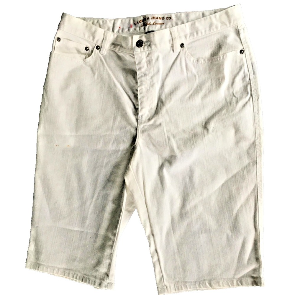Lauren Jeans Co Shorts Womens 12 White Denim Bermuda Casual Cotton Stretch